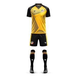 Football Club Uniforms Black and Gold Sublimated Team Kit for Professional Clubs and Academies