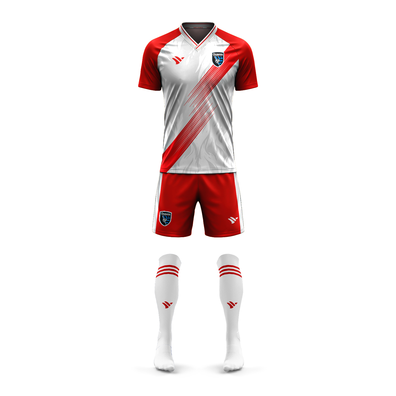 Soccer Jersey Sets Red and White Custom Sublimated Uniforms for Clubs, Academies and Teams