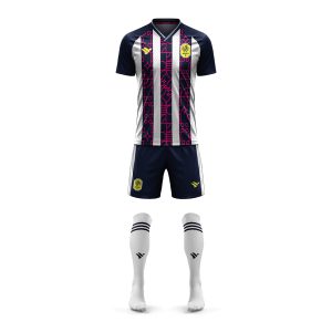 Custom Soccer Jerseys Navy White and Pink Sublimated Team Uniforms for Clubs, Academies and Sports Brands