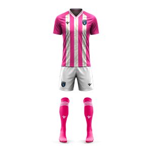 Soccer Match Uniforms Pink and White Custom Sublimated Team Kits for Clubs, Academies and Sports Brands