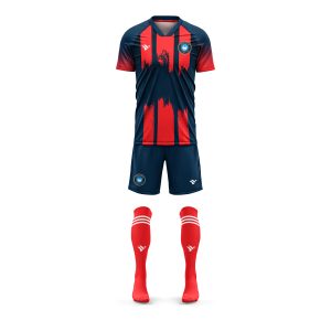 Club Soccer Apparel Red and Navy Custom Sublimated Team Uniforms for Football Clubs and Academies