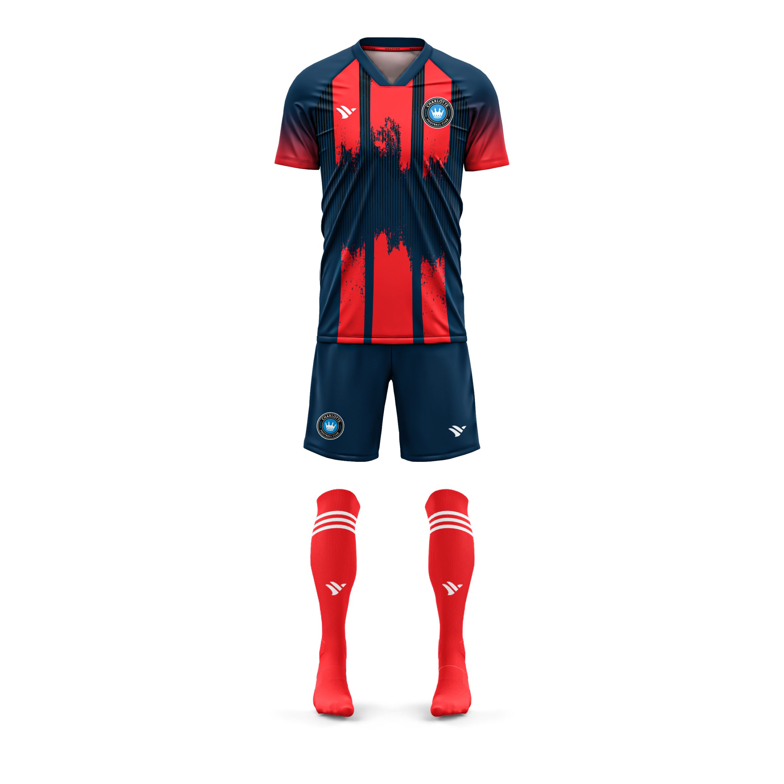 Club Soccer Apparel Red and Navy Custom Sublimated Team Uniforms for Football Clubs and Academies