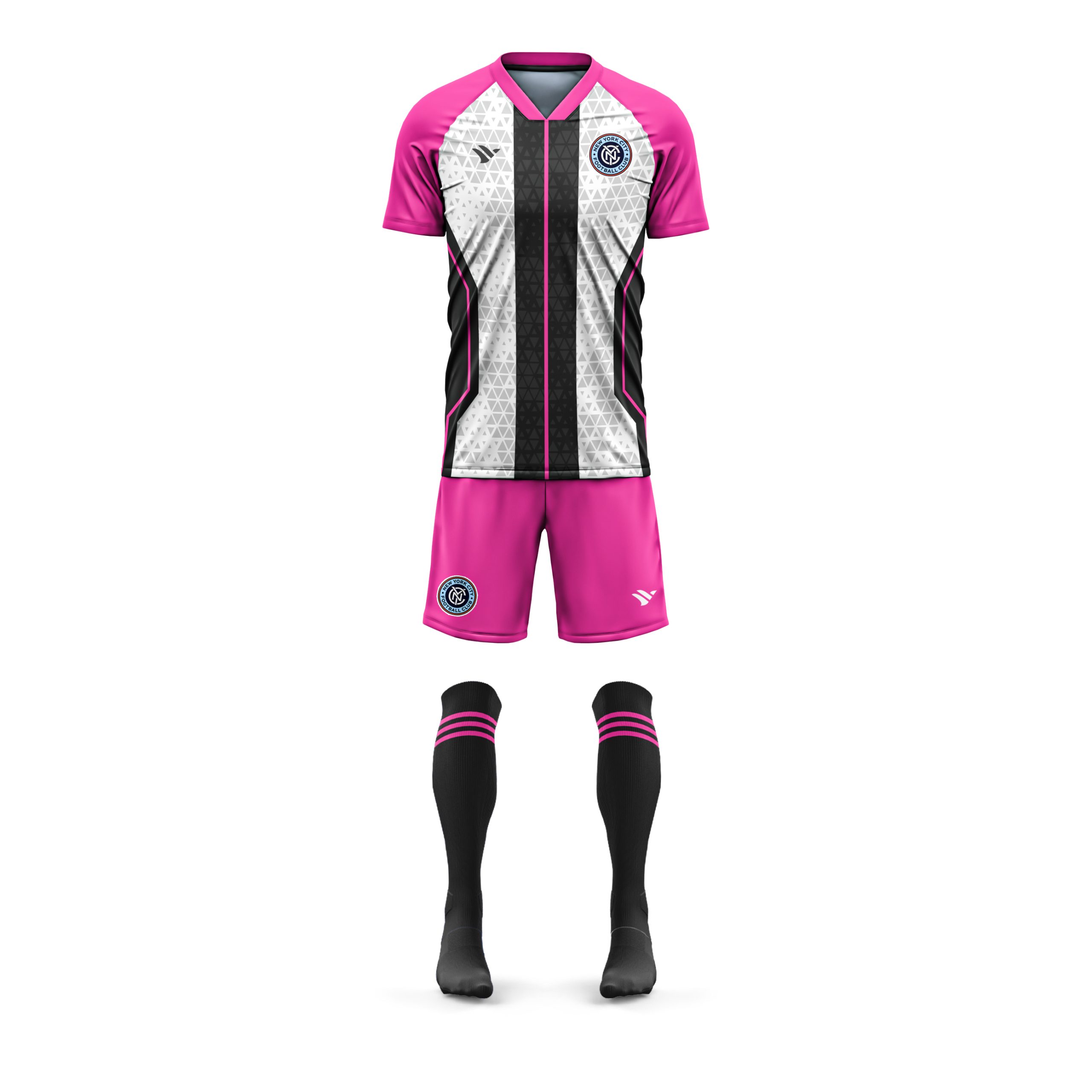 Custom Football Jerseys Pink Black and White Sublimated Match Kits for Football Clubs and Academies